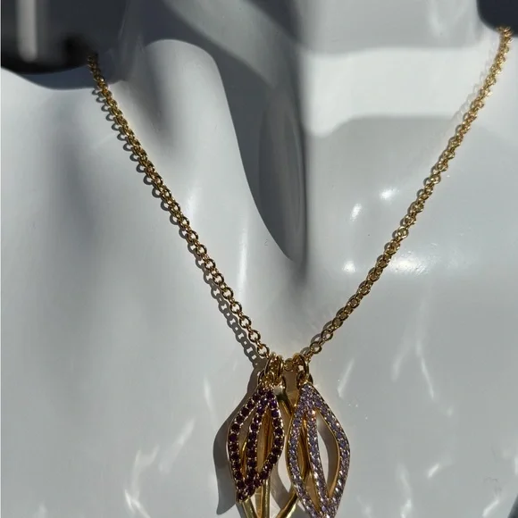Coach Gold and Purple Leaf Pendant Necklace - Picture 2 of 5